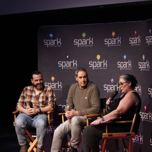 From Left (VFX Producer Jose de la Puente, VFX Supervisor Brian Fisher, and Spark CG President and Panel Moderator Marina Antunes)
